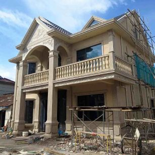 沈阳 黄金麻花岗岩石材私人别墅雕花门楼柱阳台栏杆