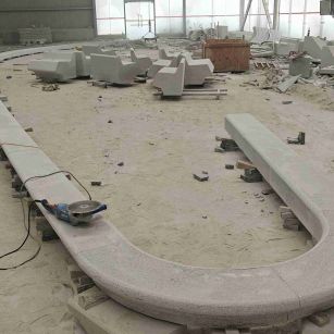 沈阳 芝麻白花岗岩弧形花坛石，坐凳石