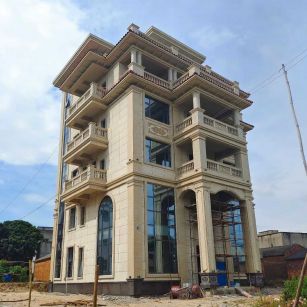 沈阳 黄金麻花岗岩石材别墅外墙干挂搭配（雕花栏杆花瓶柱门楼罗马柱）