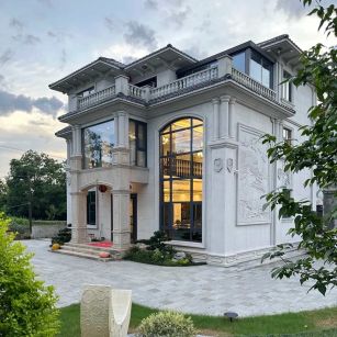 沈阳 白麻花岗岩私人别墅干挂石材豪华定制