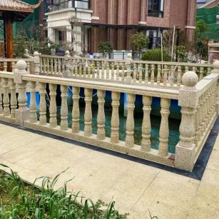 沈阳黄金麻花岗岩石材栏杆，扶手，将军柱，花瓶柱