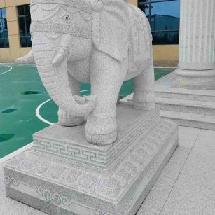 沈阳 白麻花岗岩动物异形石雕-大象
