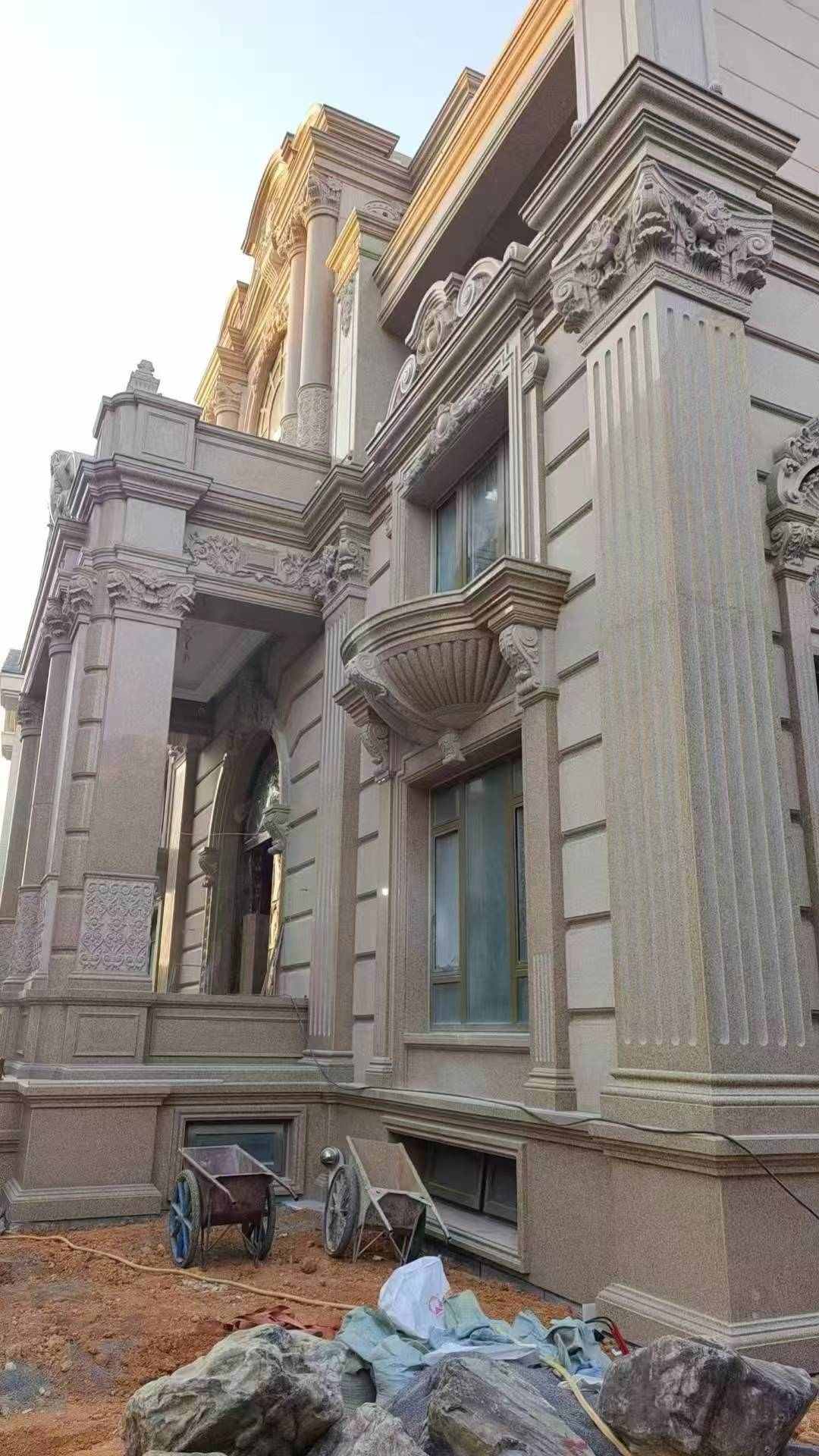 沈阳 黄金麻花岗岩光面别墅外墙干挂施工完成